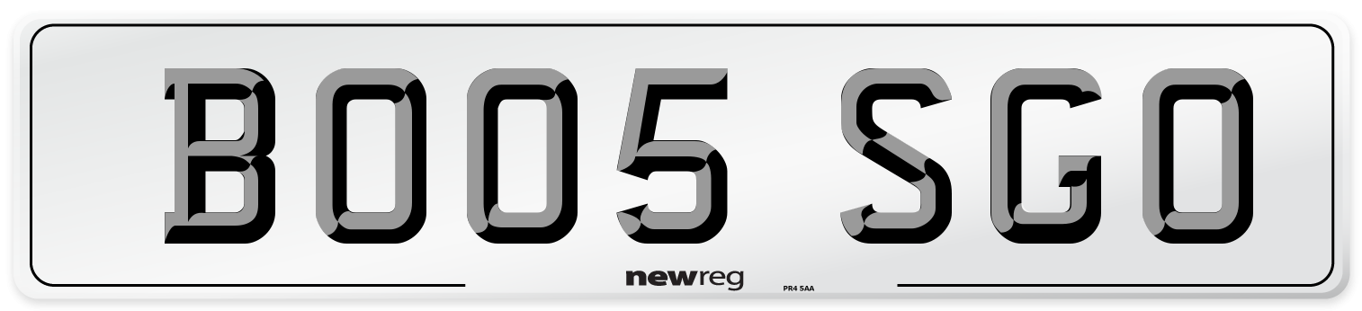 BO05 SGO Number Plate from New Reg